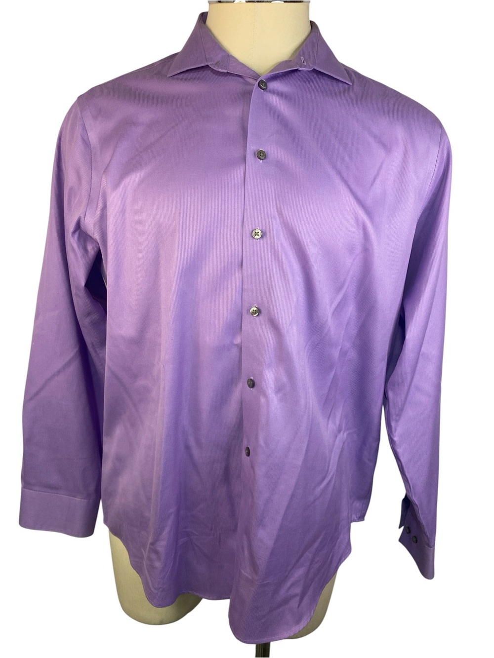 Calvin Klein Men's Lavender Purple Dress Shirt - Solid Button-Up 17 1/2-34/35